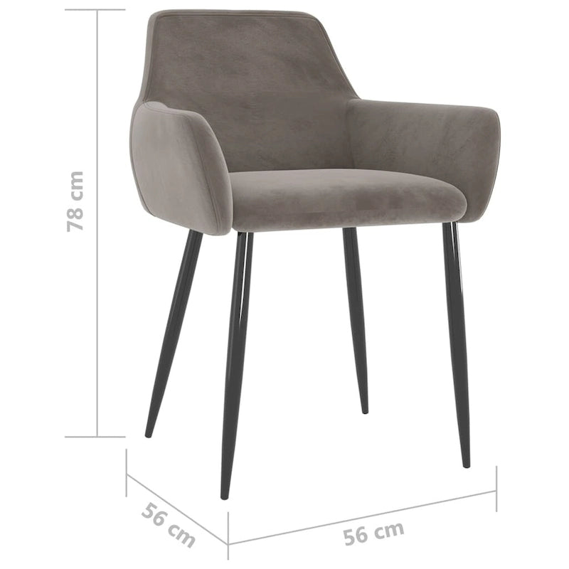 Sedie da pranzo in velluto con gambe in metallo, set da 2 - 56 x 56 x 78 cm