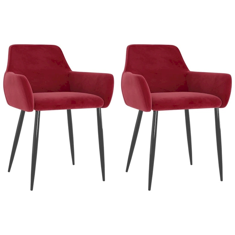 Sedie da pranzo in velluto con gambe in metallo, set da 2 - 56 x 56 x 78 cm