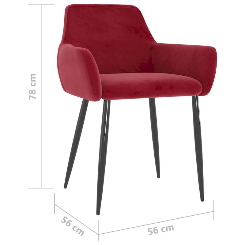 Sedie da pranzo in velluto con gambe in metallo, set da 2 - 56 x 56 x 78 cm