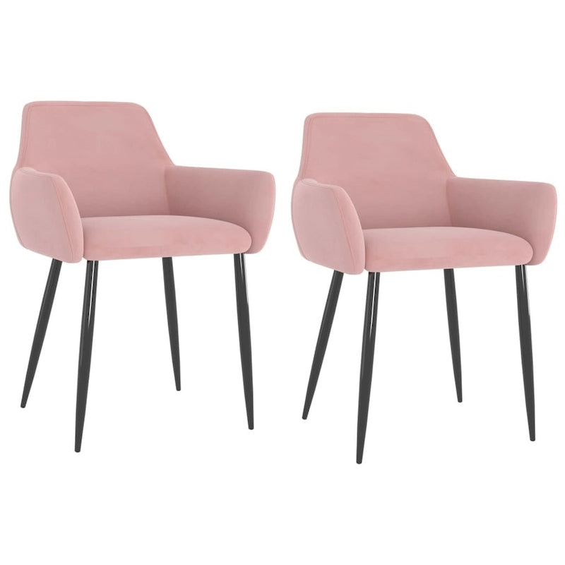 Sedie da pranzo in velluto con gambe in metallo, set da 2 - 56 x 56 x 78 cm