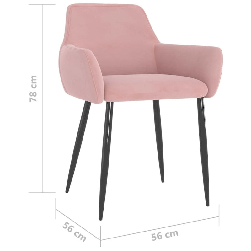 Sedie da pranzo in velluto con gambe in metallo, set da 2 - 56 x 56 x 78 cm