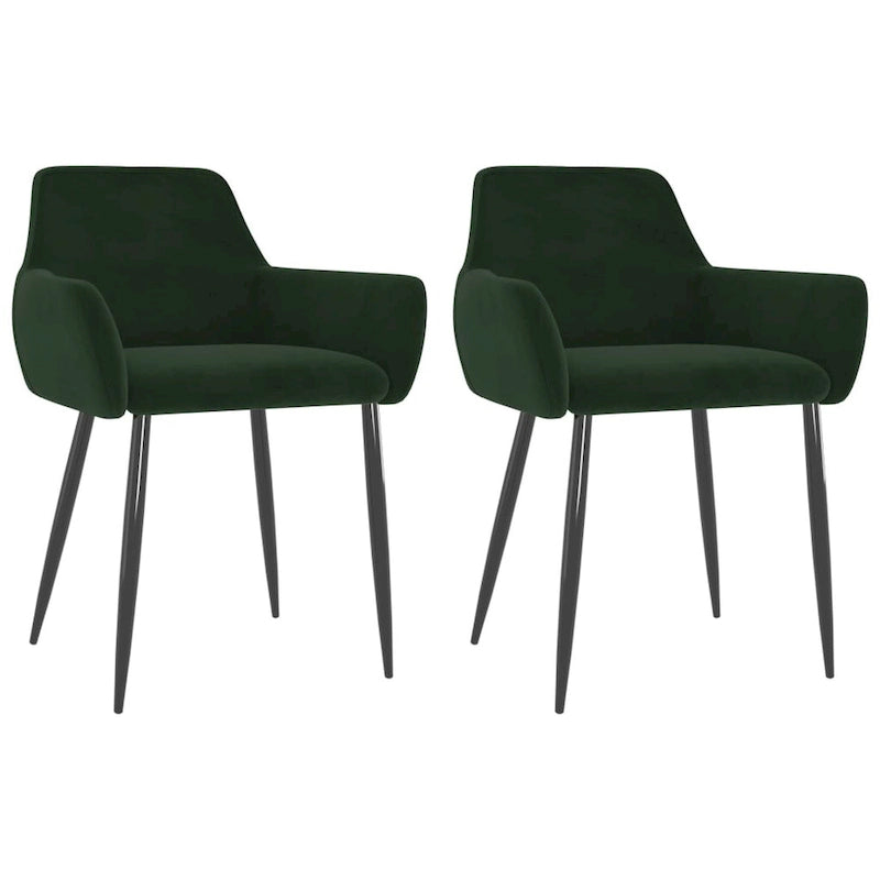 Sedie da pranzo in velluto con gambe in metallo, set da 2 - 56 x 56 x 78 cm