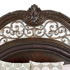 Letto matrimoniale Eastern King in legno con testiera intagliata, marrone