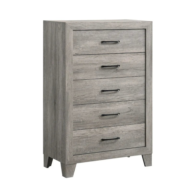 Cassettiera alta a 5 cassetti da 48 pollici con maniglie in metallo, grigio driftwood