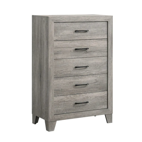 Cassettiera alta a 5 cassetti da 48 pollici con maniglie in metallo, grigio driftwood