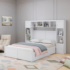 Letto matrimoniale in legno con armadio e mensola integrati