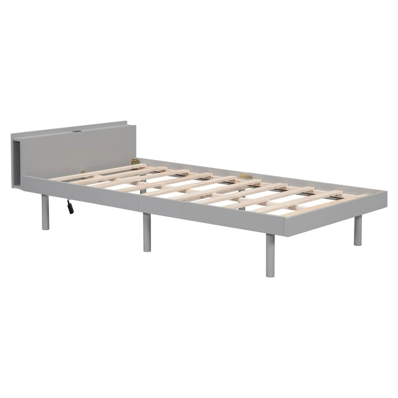Letto a piattaforma dal design moderno con porta USB integrata