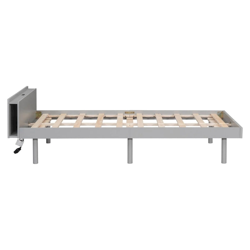 Letto a piattaforma dal design moderno con porta USB integrata
