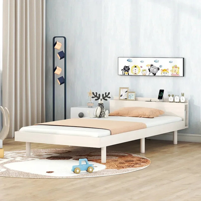 Letto a piattaforma dal design moderno con porta USB integrata