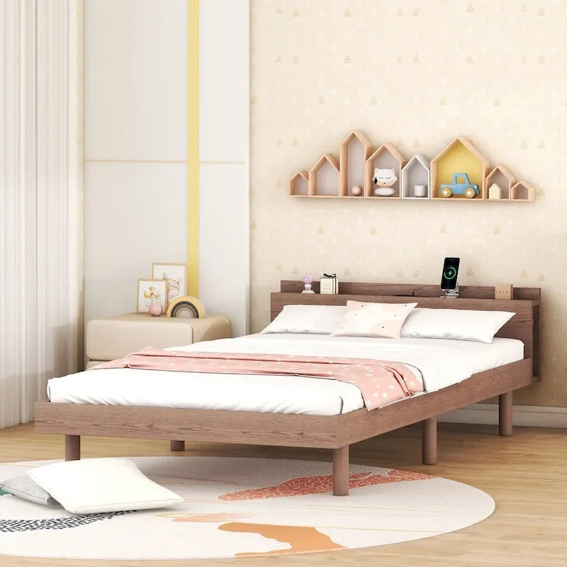 Letto a piattaforma dal design moderno con porta USB integrata