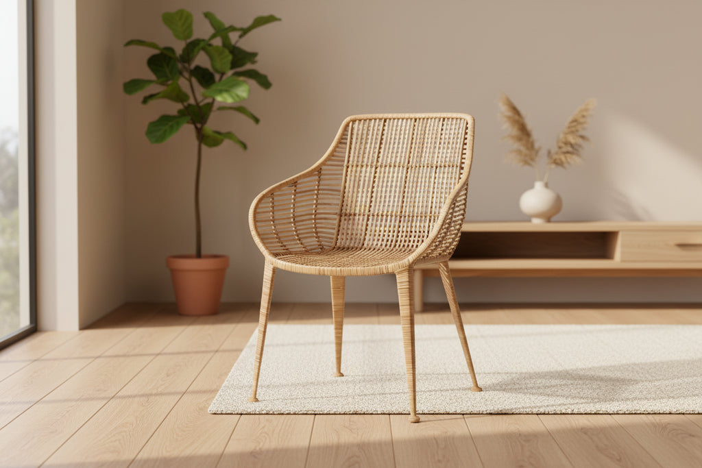 Rattan and Metal Arm Chair