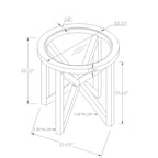 Tavolino da caffè moderno semplice in vetro, tavolino da caffè in vetro temperato con base in legno massello e piano rotondo in vetro trasparente