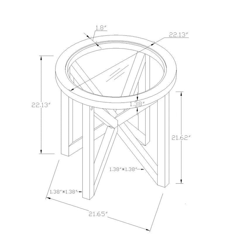 Tavolino da caffè moderno semplice in vetro, tavolino da caffè in vetro temperato con base in legno massello e piano rotondo in vetro trasparente