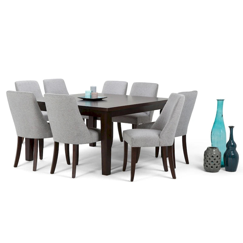 Set da pranzo contemporaneo da 9 pezzi con 8 sedie da pranzo imbottite e tavolo largo 54 pollici