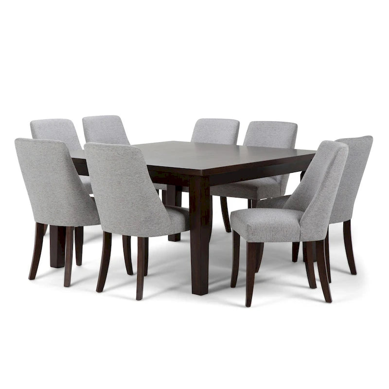 Set da pranzo contemporaneo da 9 pezzi con 8 sedie da pranzo imbottite e tavolo largo 54 pollici