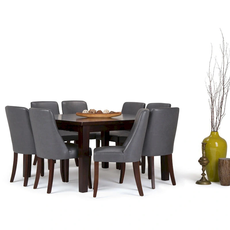 Set da pranzo contemporaneo da 9 pezzi con 8 sedie da pranzo imbottite e tavolo largo 54 pollici
