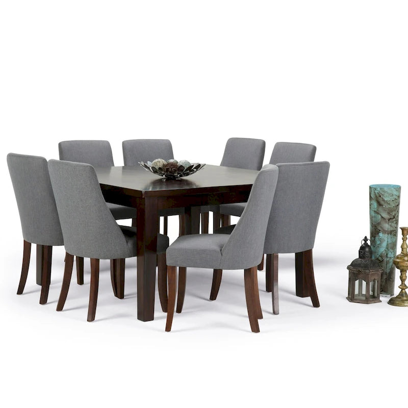 Set da pranzo contemporaneo da 9 pezzi con 8 sedie da pranzo imbottite e tavolo largo 54 pollici
