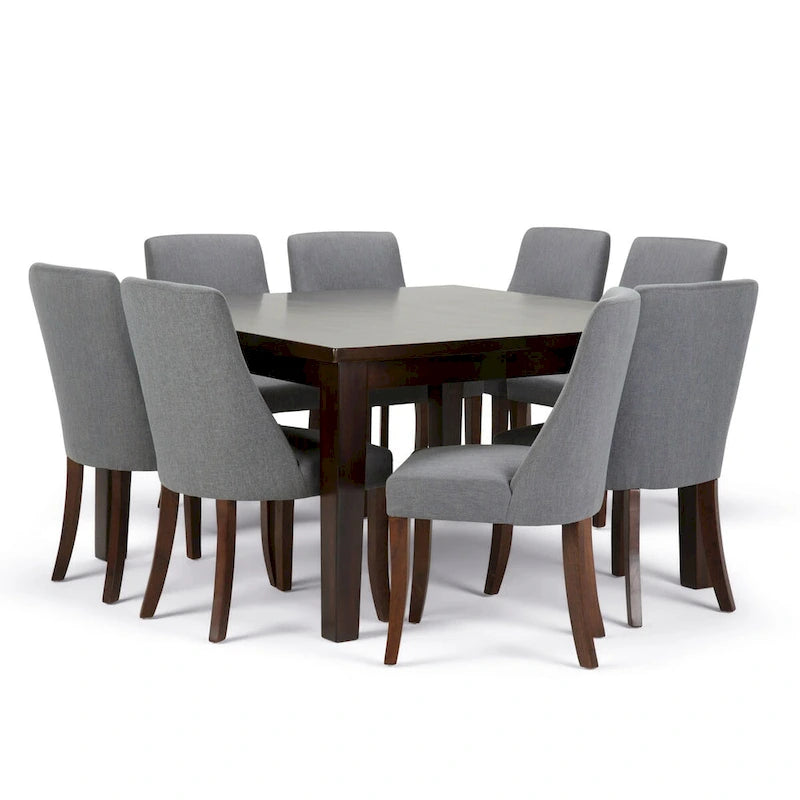 Set da pranzo contemporaneo da 9 pezzi con 8 sedie da pranzo imbottite e tavolo largo 54 pollici
