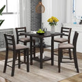 Set tavolo da pranzo quadrato altezza bancone 5 pezzi con 4 sedie