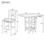 Set tavolo da pranzo quadrato altezza bancone 5 pezzi con 4 sedie