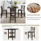 Set tavolo da pranzo quadrato altezza bancone 5 pezzi con 4 sedie