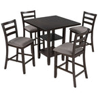Set tavolo da pranzo quadrato altezza bancone 5 pezzi con 4 sedie