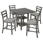 Set tavolo da pranzo quadrato altezza bancone 5 pezzi con 4 sedie