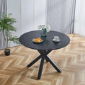 Tavolo da pranzo rotondo moderno di metà secolo con piano in MDF e base a piedistallo - 107 cm