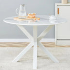 Tavolo da pranzo rotondo moderno di metà secolo con piano in MDF e base a piedistallo - 107 cm