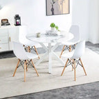 Tavolo da pranzo rotondo moderno di metà secolo con piano in MDF e base a piedistallo - 107 cm