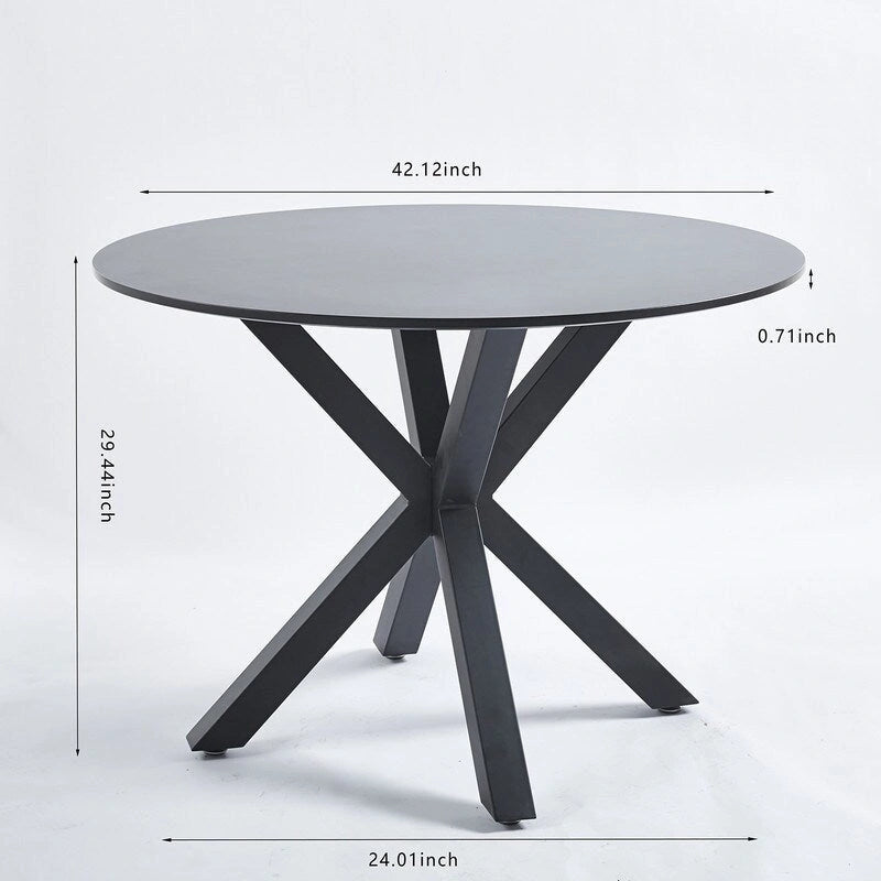 Tavolo da pranzo rotondo moderno di metà secolo con piano in MDF e base a piedistallo - 107 cm