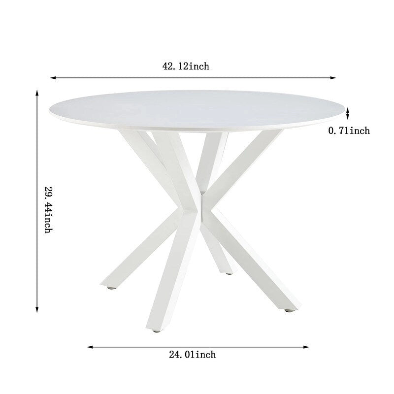 Tavolo da pranzo rotondo moderno di metà secolo con piano in MDF e base a piedistallo - 107 cm