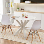 Tavolo da pranzo rotondo moderno di metà secolo con piano in MDF e base a piedistallo - 107 cm