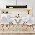 Tavolo da pranzo rotondo moderno di metà secolo con piano in MDF e base a piedistallo - 107 cm