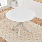 Tavolo da pranzo rotondo moderno di metà secolo con piano in MDF e base a piedistallo - 107 cm