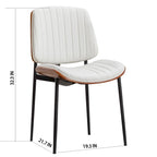 Set di 2 sedie da pranzo moderne di metà secolo in similpelle retrò con seduta imbottita in legno curvato, gambe in metallo e piedini regolabili