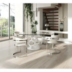 Tavolo da pranzo rotondo in vetro da 12 mm e bianco