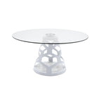 Tavolo da pranzo rotondo in vetro da 12 mm e bianco