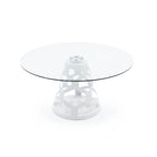 Tavolo da pranzo rotondo in vetro da 12 mm e bianco