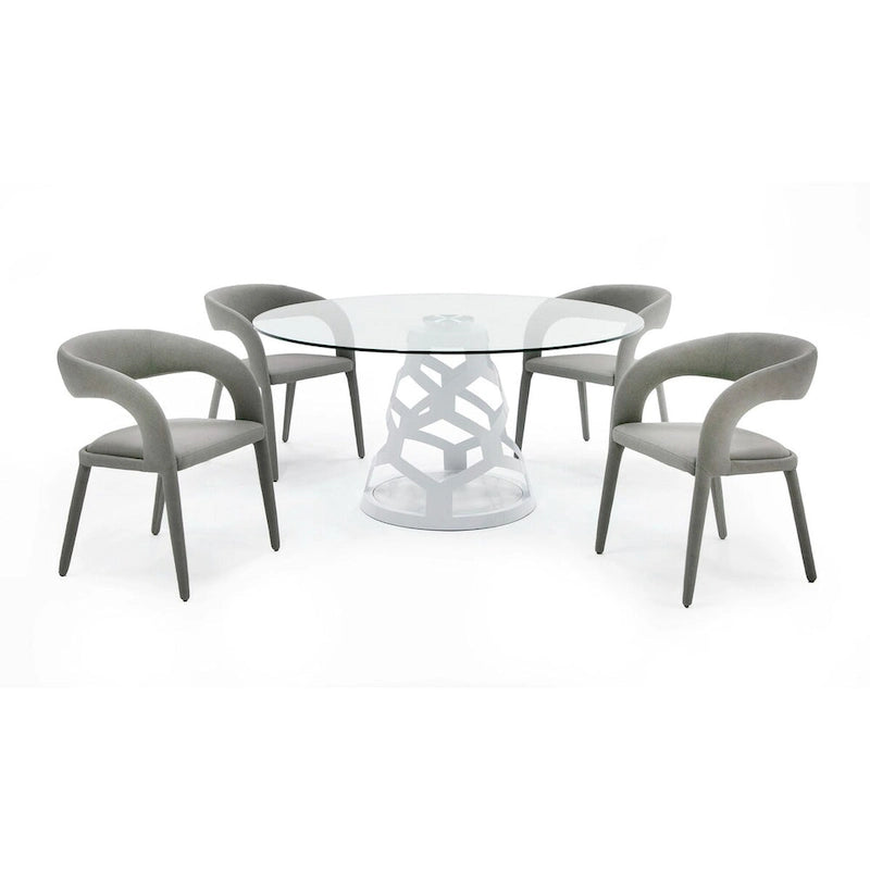 Tavolo da pranzo rotondo in vetro da 12 mm e bianco