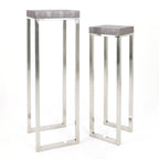 Empire Art Direct Silver Faux Lizard Leather Tall Nesting Tables (Set of 2) - 12 x 38