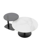 Set di 2 tavolini da caffè rotondi impilabili moderni con ripiano in vetro ardesia