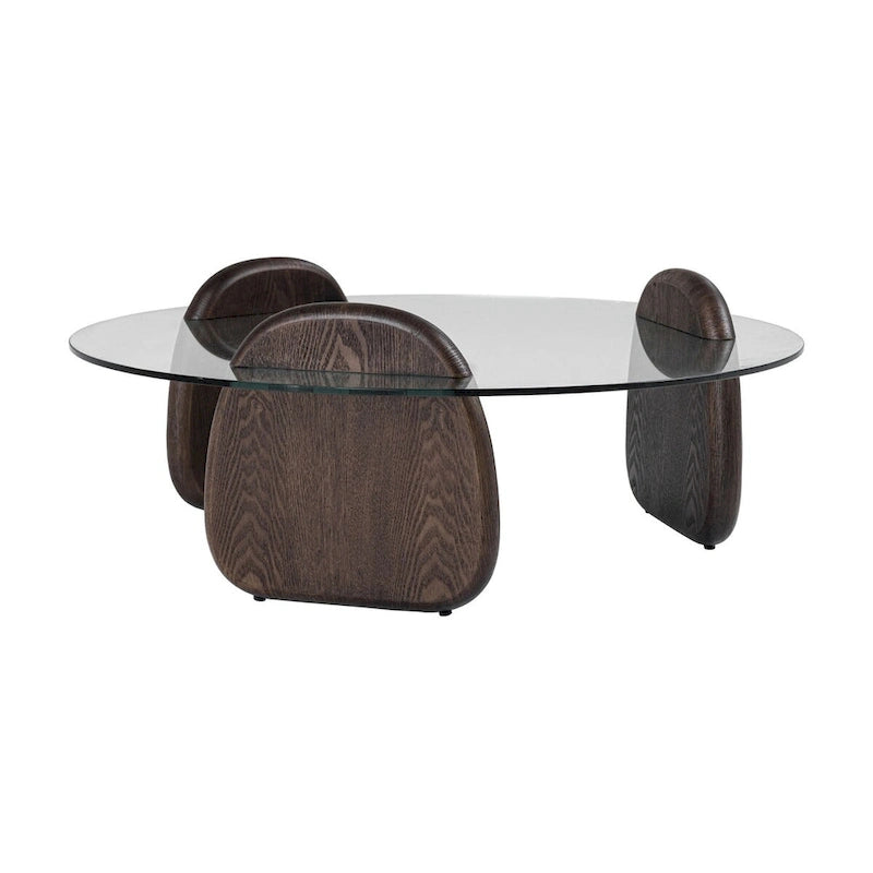 Tavolino Buxton mid-century moderno in vetro e noce scuro