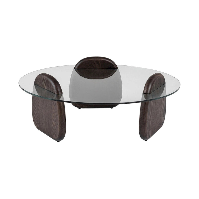 Tavolino Buxton mid-century moderno in vetro e noce scuro