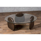 Tavolino Buxton mid-century moderno in vetro e noce scuro