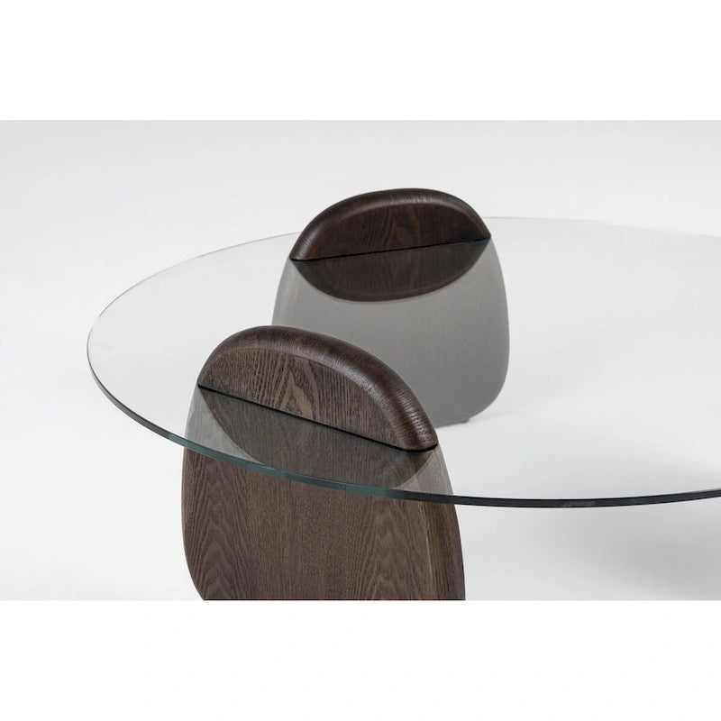 Tavolino Buxton mid-century moderno in vetro e noce scuro