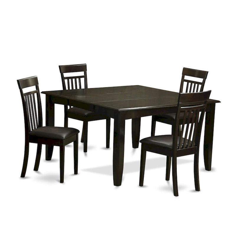 Set da pranzo East West Furniture che include un tavolo quadrato con prolunga a farfalla e sedie da pranzo (opzioni tipo seduta sedia)