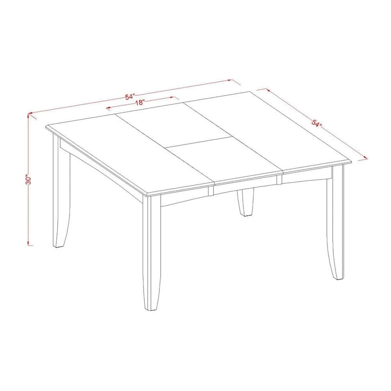 Set da pranzo East West Furniture che include un tavolo quadrato con prolunga a farfalla e sedie da pranzo (opzioni tipo seduta sedia)