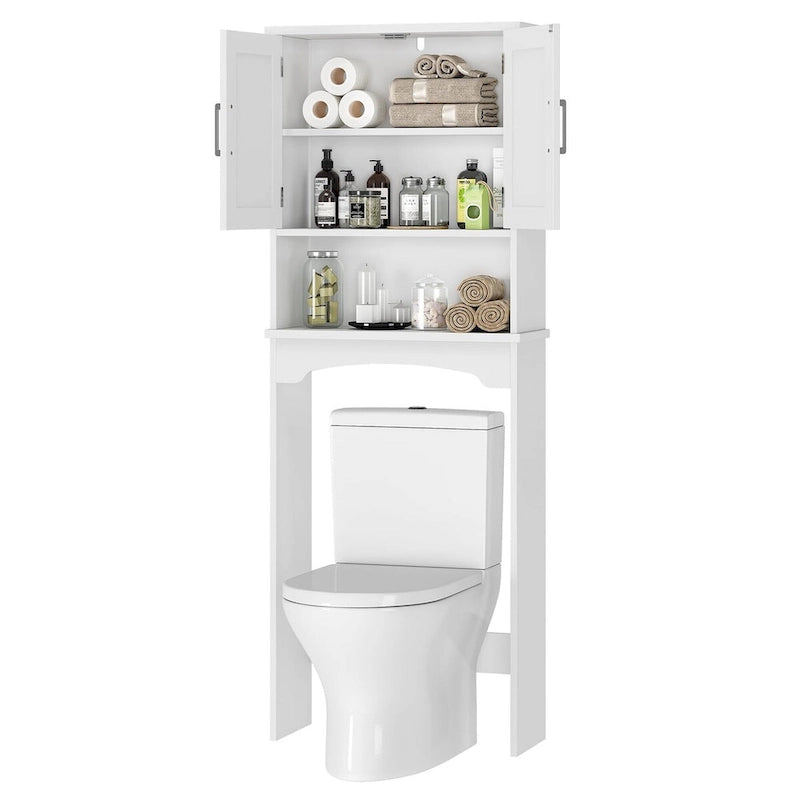 Mobiletto da bagno salvaspazio sopra il WC con doppie ante e dispositivo antiribaltamento