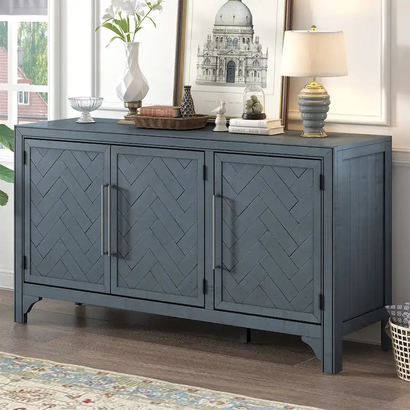 Credenza armadietto in legno con ripiani regolabili